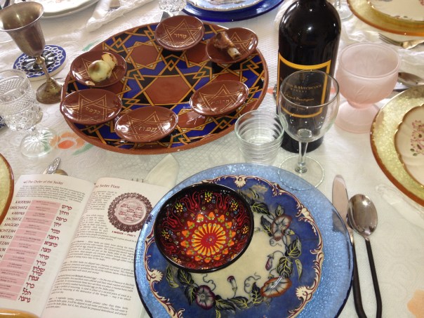 Pesach Table Setting with Seder Plate by Paul Barchilon at my home last year.
