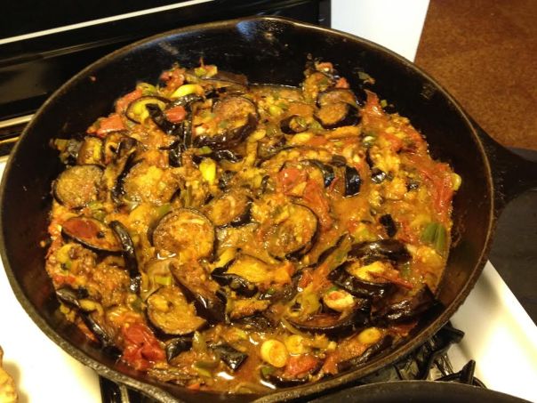 Iranian Eggplant in my favorite cast iron skillet