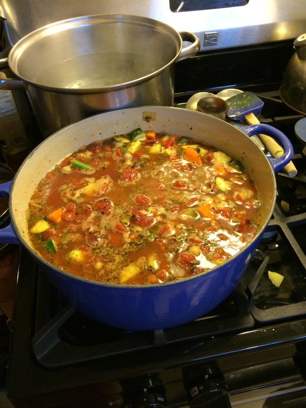 Minestrone Cooking on the Stove, smells gooooood!
